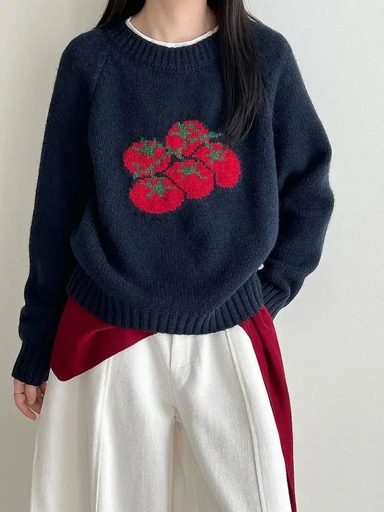 

Повседневный вязаный свитер большого размера с узором, женские пуловеры с круглым вырезом и длинными рукавами, новая мода, весна-осень