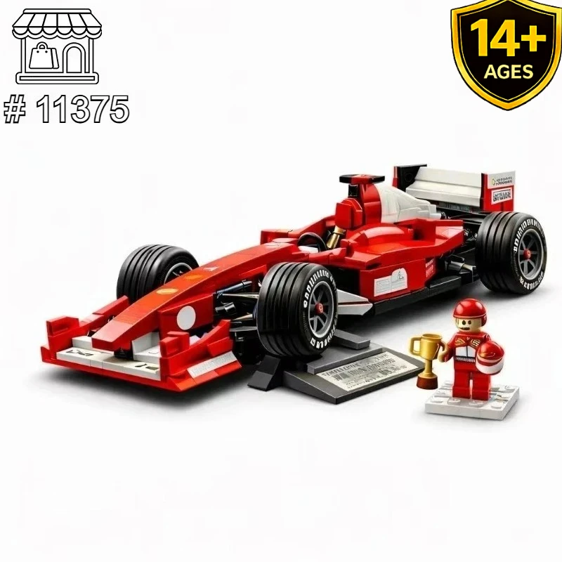 735ピース-f1レーシングカービルディングブロック、11375レッドレーサーモデル（v10エンジン、ドライバーフィギュア、ディスプレイスタンド付き）