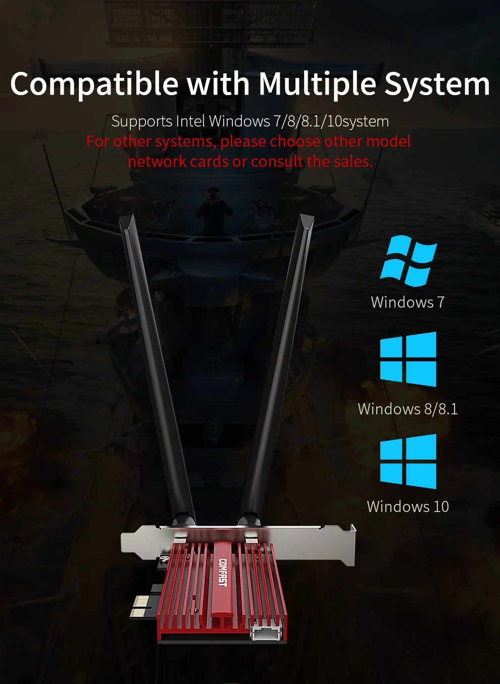 COMFAST AC1200 WiFi 5 PCI-E Wireless Adapter 6dbi Antenna 2.4/5G Network Card For Bluetooth 4.0 Desktop Windows 7/10/11 Card