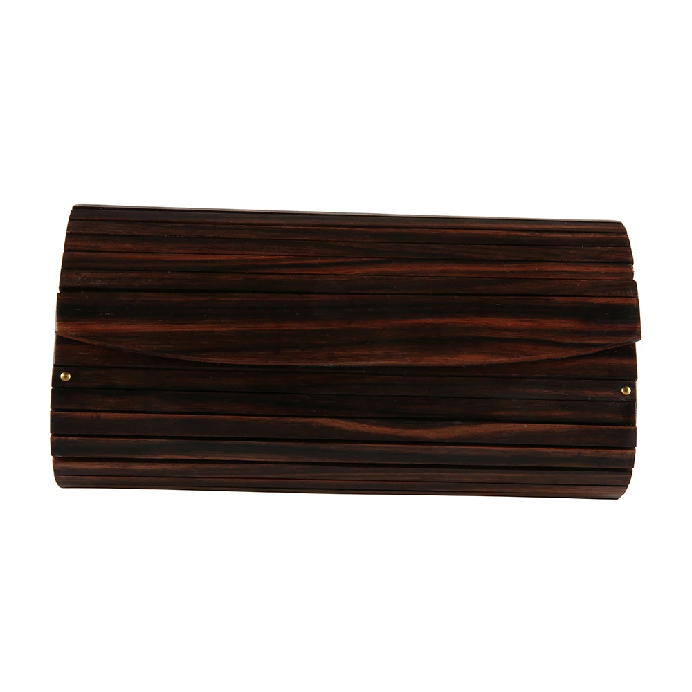 Nilerun Brand Vintage Retro Fashion Handmade Wooden Purse Evening Bag Unique Real Natural Black Ebony Wood Envelope Clutch Bag