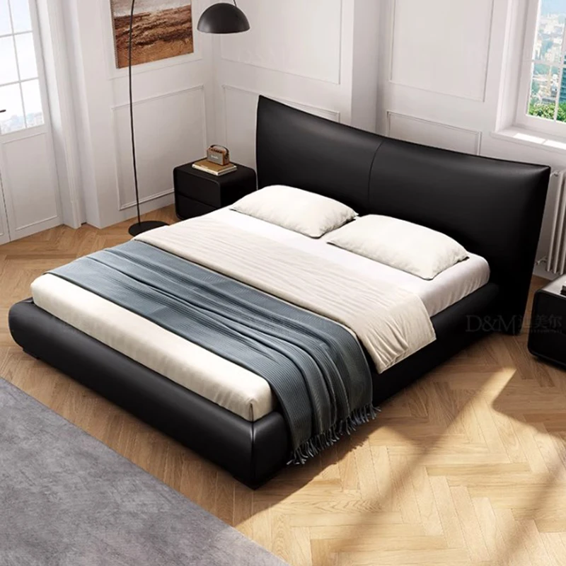 

Black European Double Bed Luxury High End Storage Queen Bed Floor Modern Sleeping Cama Matrimonial Furniture For Bedroom