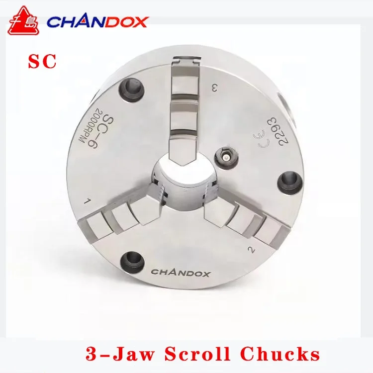 Taiwan CHANDOX 6-inch Manual Chuck SC-6 CHANDOX 3 Jaw Lathe Chuck Self-centering Chuck SC-3 4 5 6 7 8 9 10 12