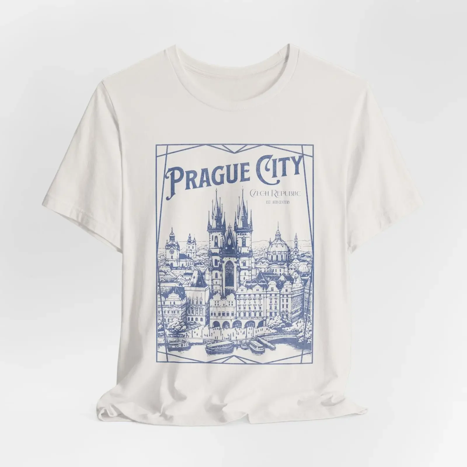 Vintage Prague Czech Republic City Travel T Shirt Europe Souvenir for Him Her vintage Washed Stretched homme Soft graphic