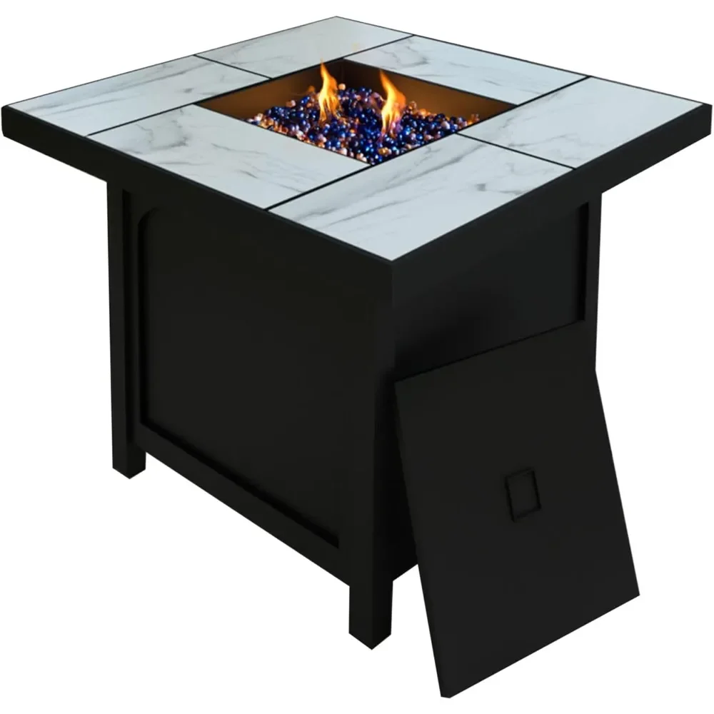 

32" Fire Pit Table for Outdoor Backyard Patio, Deck & Porch Heating, 50K BTU, Square Steel Smokeless Propane Gas Fire Pit Table