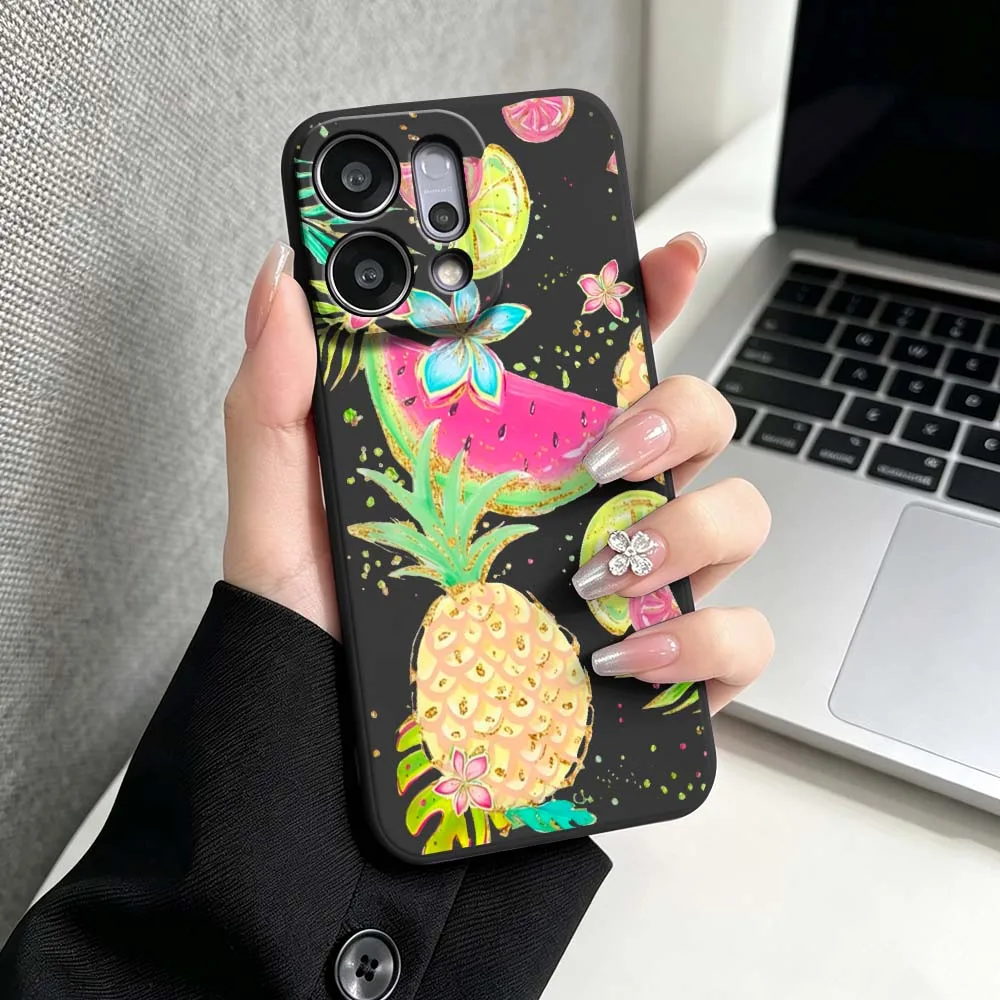 Fresh Fruit Pattern Art Phone Case For OPPO Find X5 X6 X8 X9 Ultra Lite Reno15 Reno14 Reno13 Reno12 F Pro Max 5G Black
