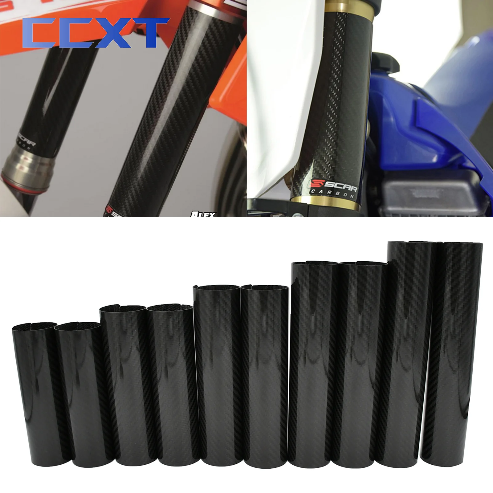 160mm 178mm 202mm 225mm 248mm Carbon Fiber Front Fork Guard Wrap Cover Motocross For Honda Yamaha Kawasaki Suzuki KTM CRF CR YZF