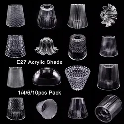 Clear Frosted Acrylic Lamp Shade Cone Bell Half Globe Pattern E27 Plastic Lampshade Replacement Cover for Home Restaurant Lights