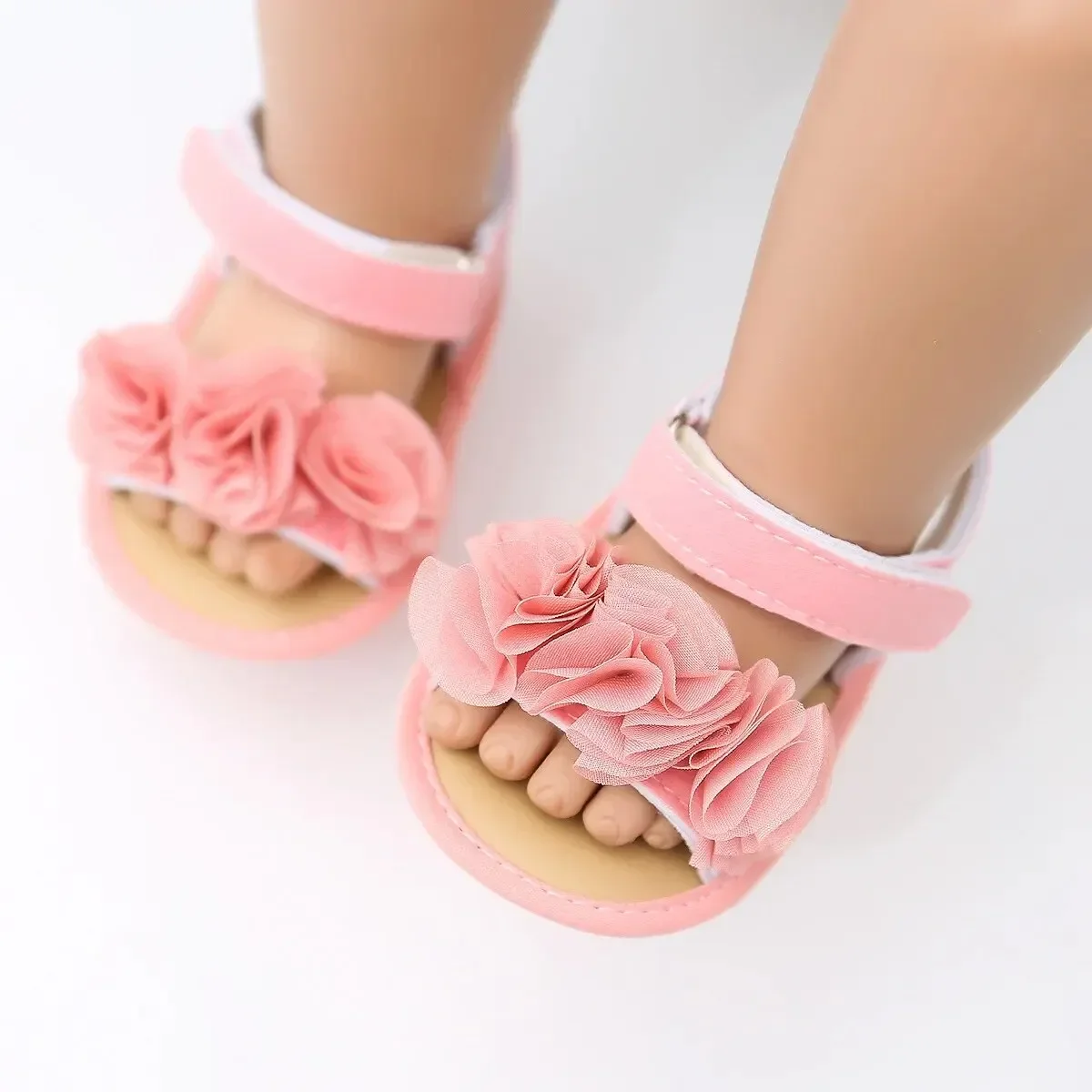 Zomer Baby Meisjes Schoenen Eerste Rollator Bloemenrand Kanten Tuinsandalen Katoenen Zool Anti-Slip Baby Jurk Meisje Sandalen