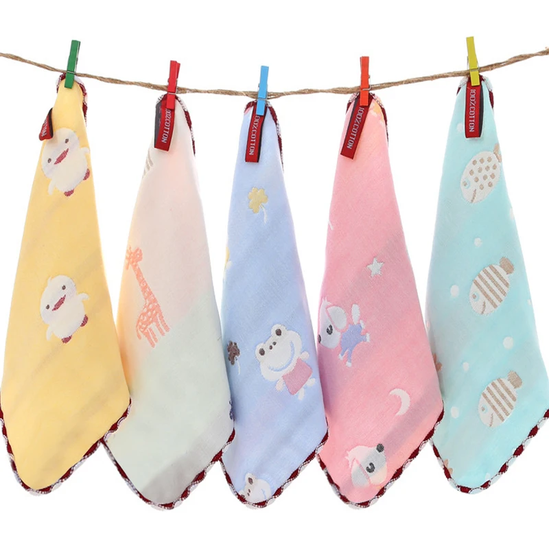 5PCS Baby Towel Bath Towels 100% Cotton Face Washcloth Muslin Squares Hand Wipe Gauze Newborn Bathing Feeding Kids Handkerchief