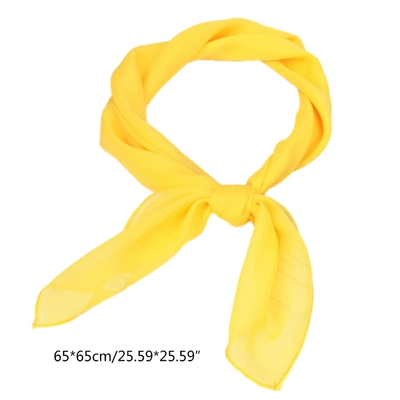 652F 1950s Chiffon Scarf Retro Hair Tie for Women 50s Square Handkerchief Square Ribbon Neck Scarf Solid Sheer HeadScarf