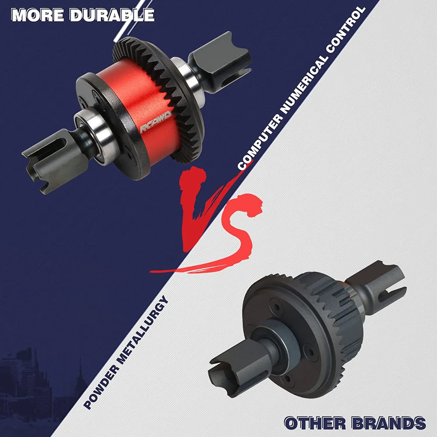 Stop przedni/tylny metalowy diff combo w/40CrMo główne koło zębate przekładnia zębata 43T spirala dla Arrma 1/7 1/8 6s EXB upgrade