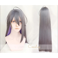 High Quality Hypnosismic Division Rap Battle DRB Jakurai Jinguji Wigs Gray Light Purple Long Straight 80cm Cosplay wig   Cap