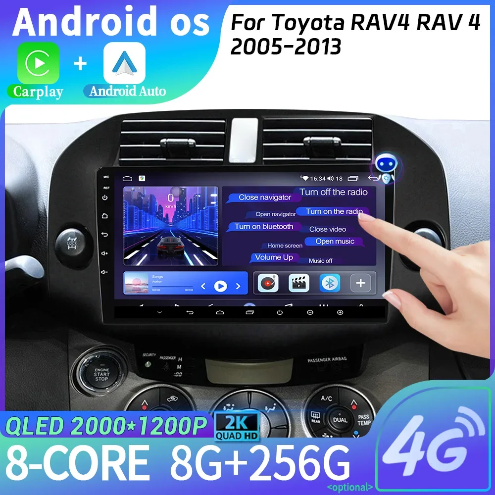 

Wireless Carplay Stereo Screen For Toyota RAV4 RAV 4 2005-2013 2G Car Radio Multimedia Navigation Android 14 WIFI