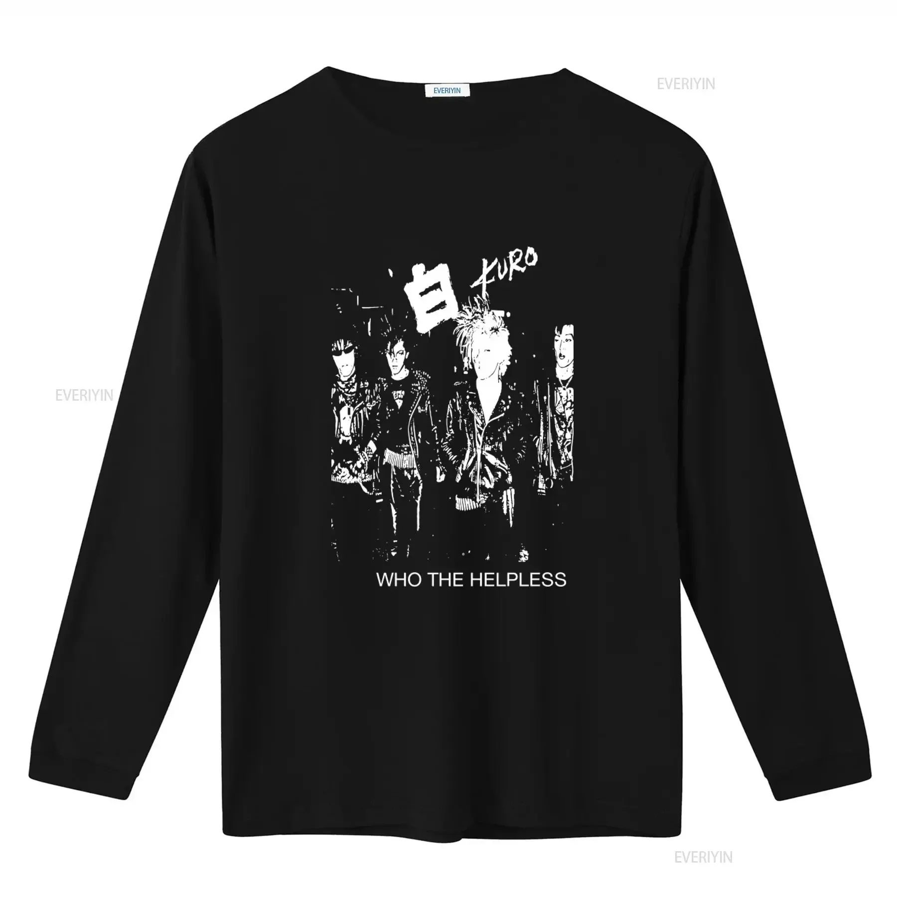 Kuro Who The Helpless Punk Rock Band Print T Shirt for Men Stylish and Edgy Design vintage Washed Versatile Casual
