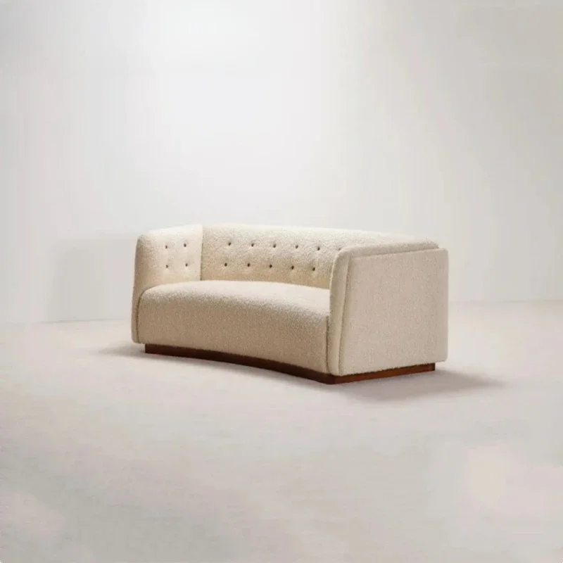 Designer old money style retro wabi-sabi style fabric sofa living room straight row three-seater sofa
