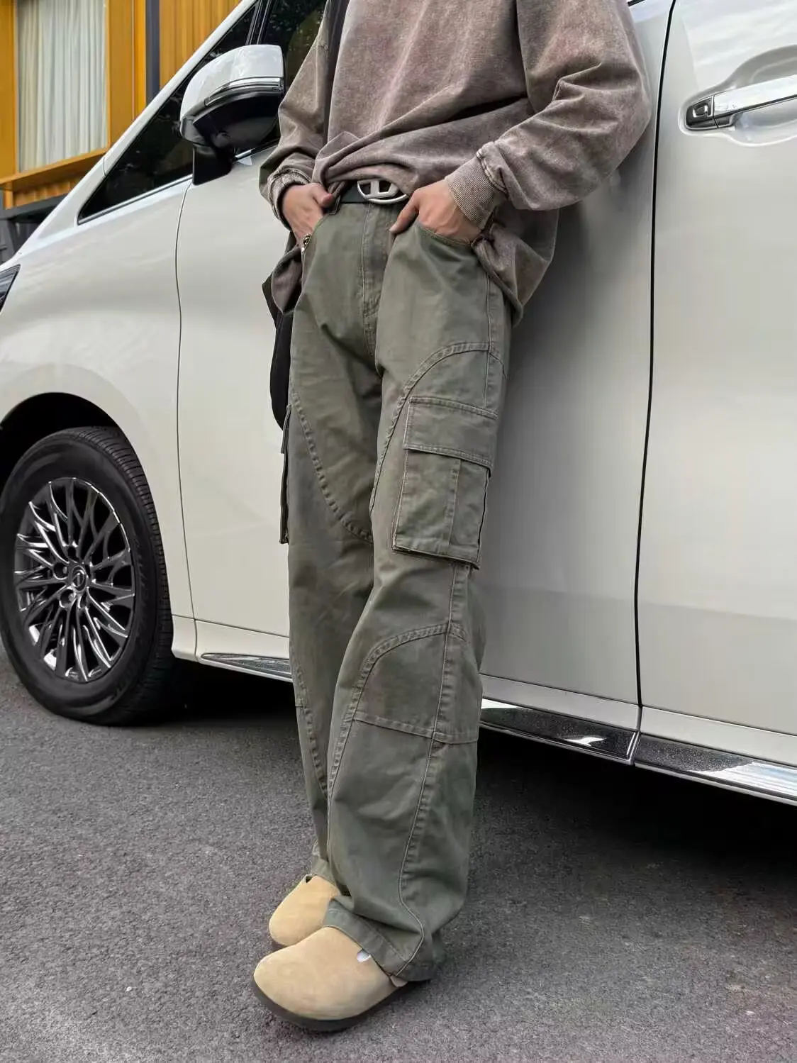 American Vibe Patchwork Cargobroek Heren Dames Retro Rechte pijpen Casual lange broek Koreaanse High Street Design Casual broek