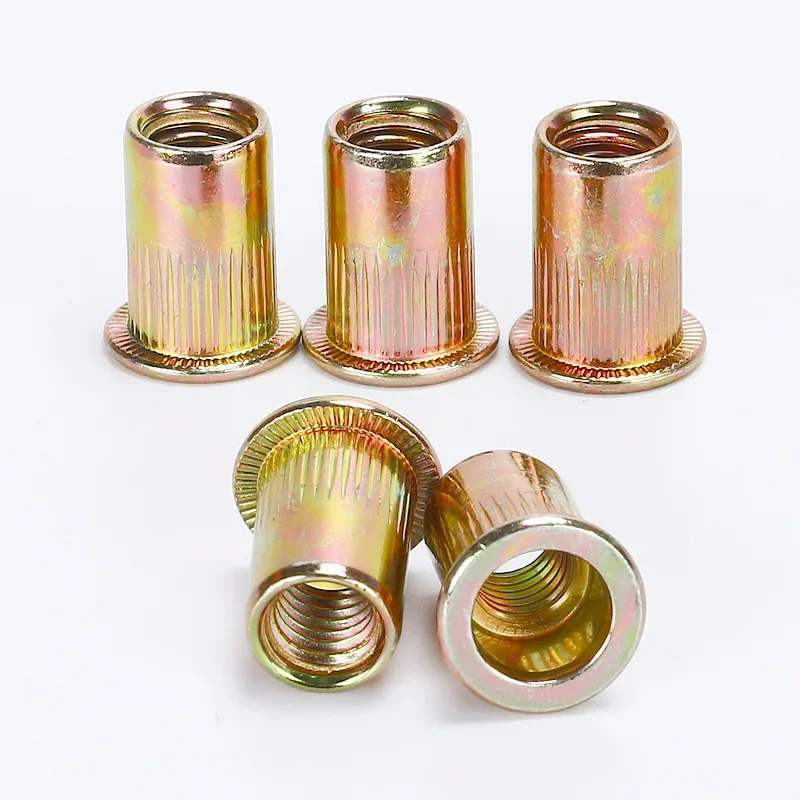 20/50pc Rivenut  Rivet Knurled Nuts Cap Rivet Nut M3 M4 M5 M6 M8 M10 Carbon Steel Blind Flat Head Threaded Insert Rivet Nutsert