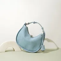 Summer Lightweight Denim Half-Moon Bag Small New Spring-Summer Niche Design Moon Tooth Handbag Underarm Bag Soft Polyester Fiber