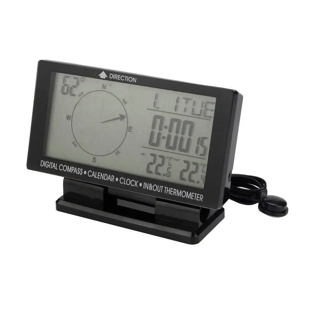 Digital Car Outdoor/Indoor Dual Thermometer Temperature Sensor with desk clock and temperature controller for various car models