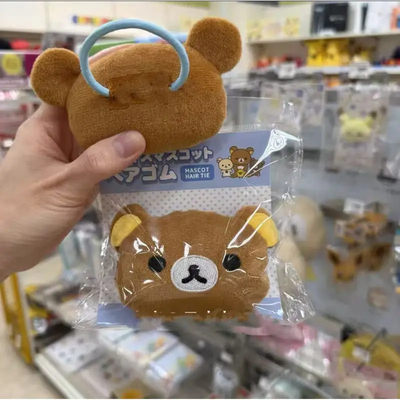 Rilakkuma Cute Cartoon Plush Hair Ties Elastic Hair Bands for Girls Hair Accessories Toy Figure Derivative Tail Or Bun Headwear