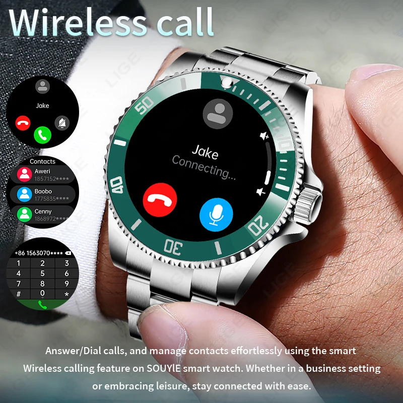 Original LIGE Smart Watch 100+ Sports Modes IP68 Waterproof 1.27'' HD Screen Bluetooth Call Smart watchs for men Android IOS New