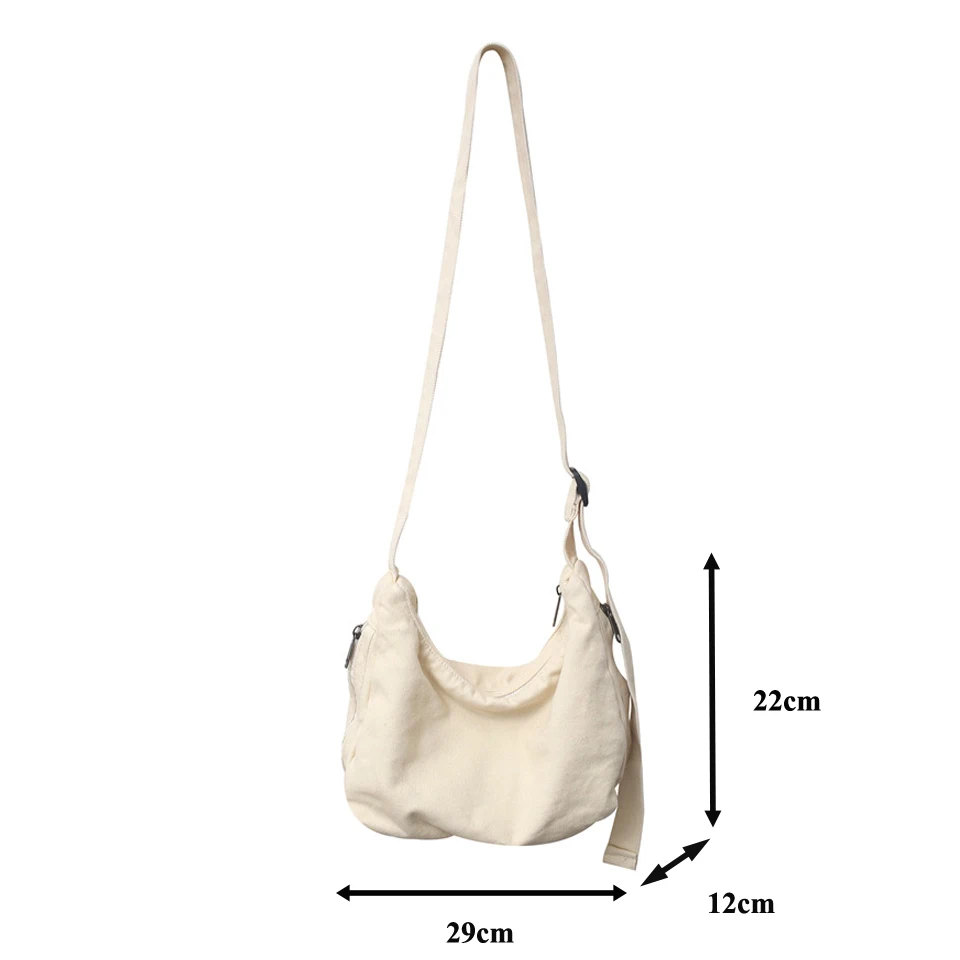 Casual Canvas Women\'s Bag College Messenger Bag Y2K Shoulder Cross Bag Solid Eco Bag Korean Shopper Satchel Murse Daily Handbag