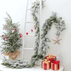 1.8M Christmas Rattan Garland Decorative white falling snow Christmas Garland Artificial Xmas Tree Rattan  Decoration Wreath