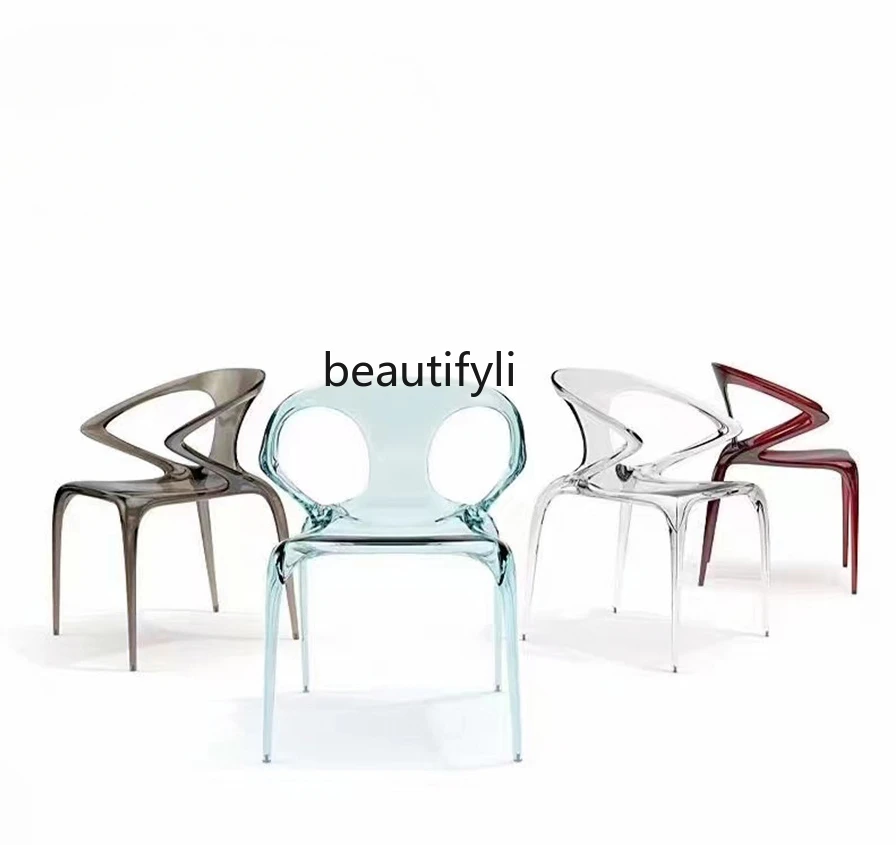 Acrylic Transparent Dining Chair Home Ava Chair Creative Designer Guide Stool Light Luxury Leisure Armchair