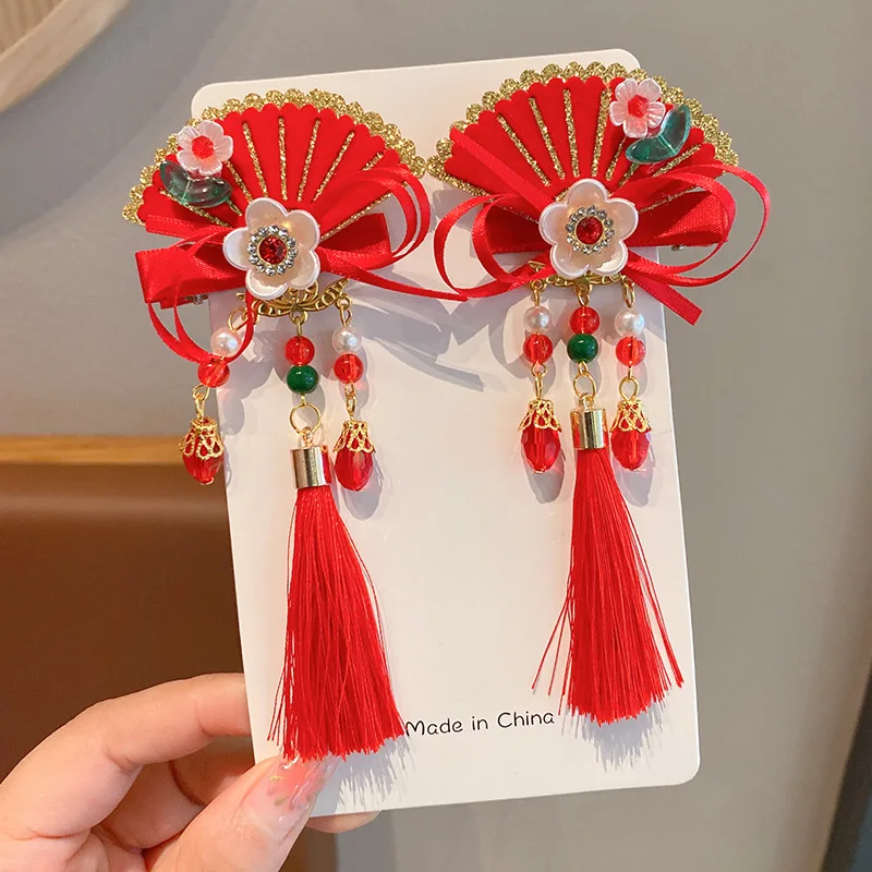 Cartes à cheveux de style chinois pour filles, pinces à cheveux de style GérPrairie, vêtements de sauna Hanfu, accessoires de nouvel an, cadeaux