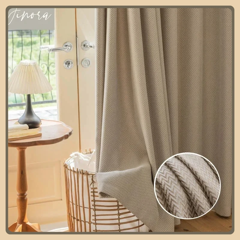 

Modern Simple Solid Cream White Curtains for Living Room Bedroom Blackout Curtain Fabric Wavy Texture Window Draps Decoration