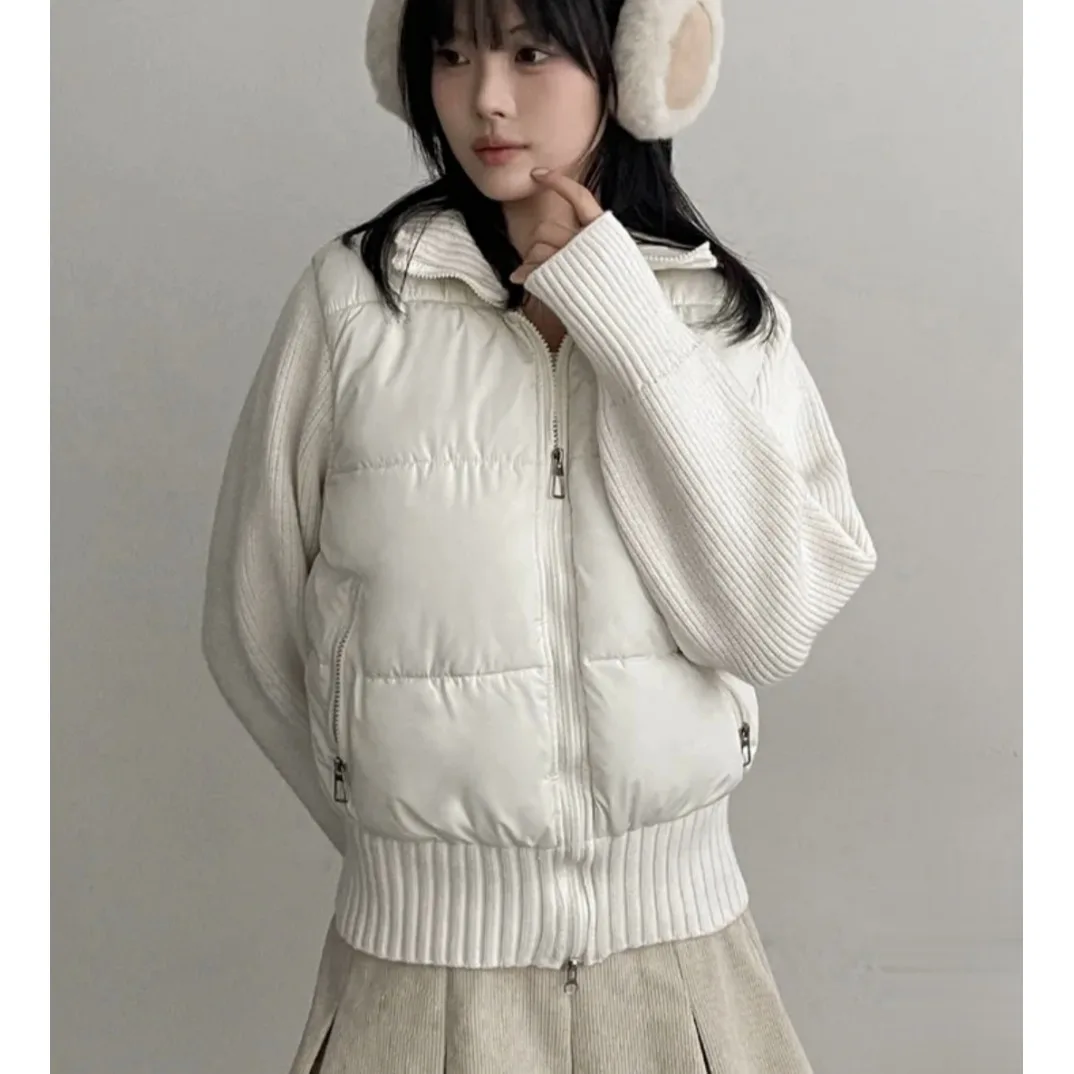 السيدات شيك الشتاء الصوف مزيج أسفل Jaet ort معطف مبطن أبيض دافئ الكورية Sle تخفيف طويل Sve الملابس القطنية #3