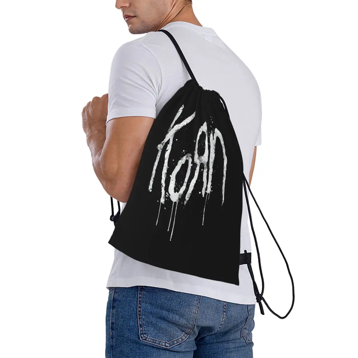 Korn Band Rock Metal Music Backpacks Portable Drawstring Bags Sundries Bag Book Bags for Man Woman Students