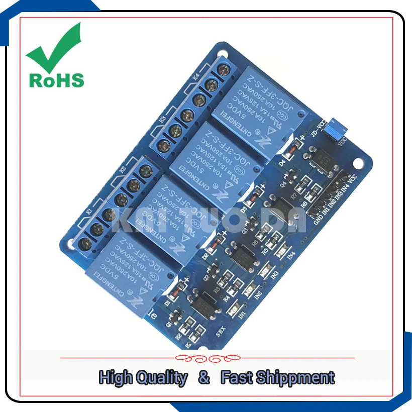 Four way 4 channel relay extensions with optocoupler isolation support AVR / 51 / PIC microcontrollers