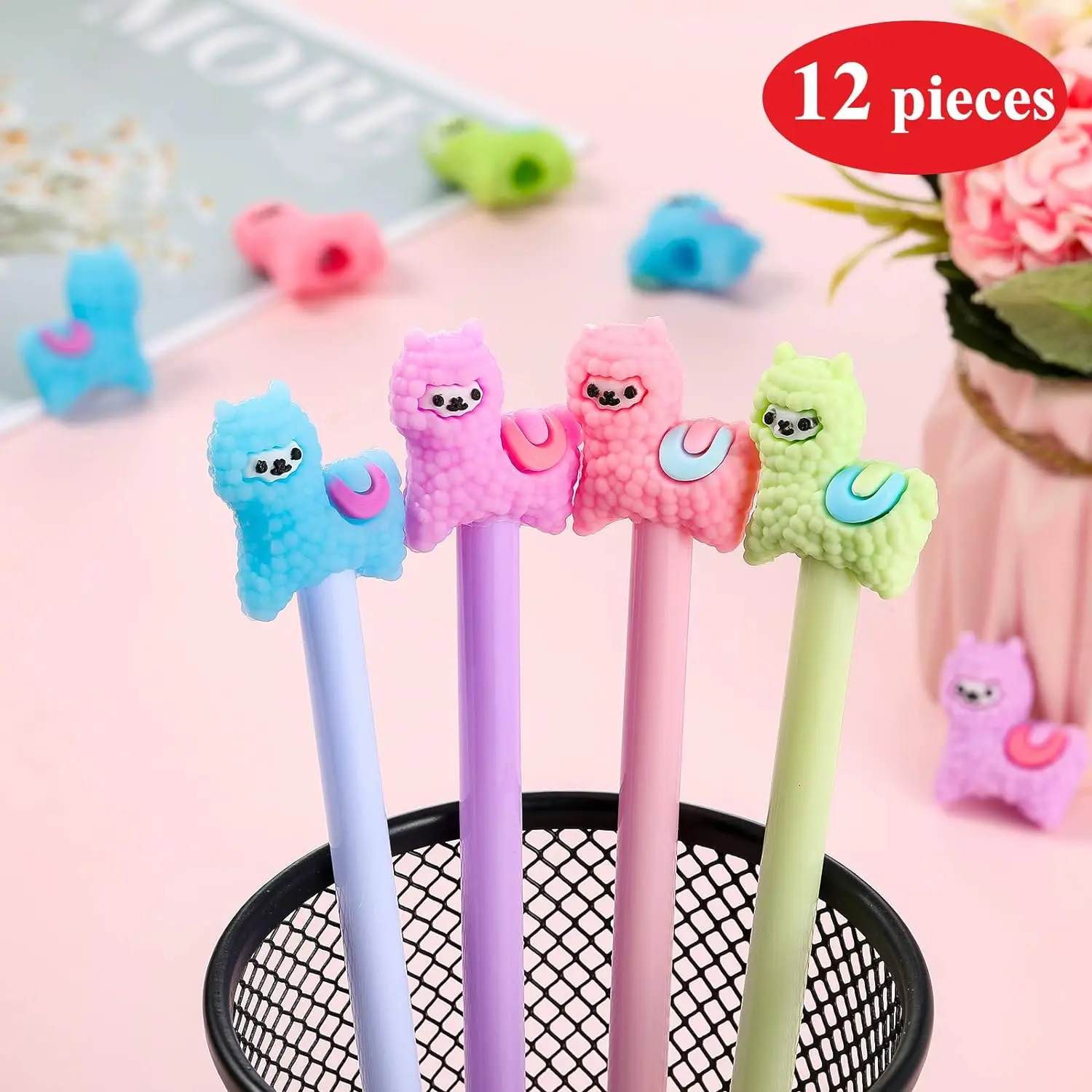 Imagem -04 - Cartoon Animal Sheep Writing Tools For Kids Caneta de Tinta Gel Caneta Alpaca Canetas Bonitas para Estudantes Papelaria Office School 48 Pcs