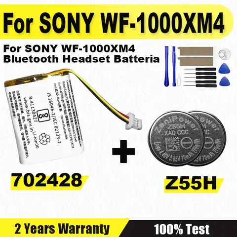 새로운 Z55H 3.85V 70mAh 소니 WF-1000XM4 블루투스 이어버드 헤드셋 배터리 교체 + 무료 선물 도구