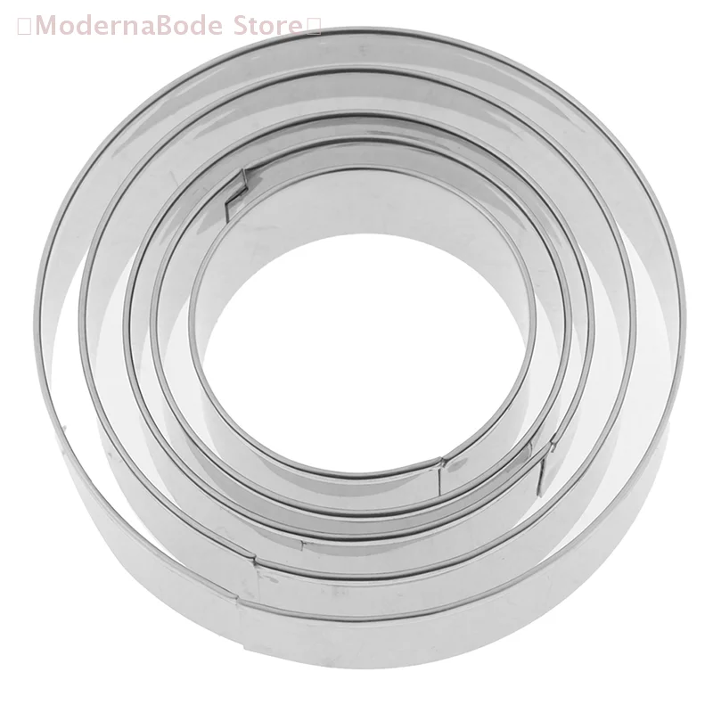 【M】5 Pcs/Set Round Circle Stainless Steel Cookie Cutter Biscuit DIY Baking Pastry Mold