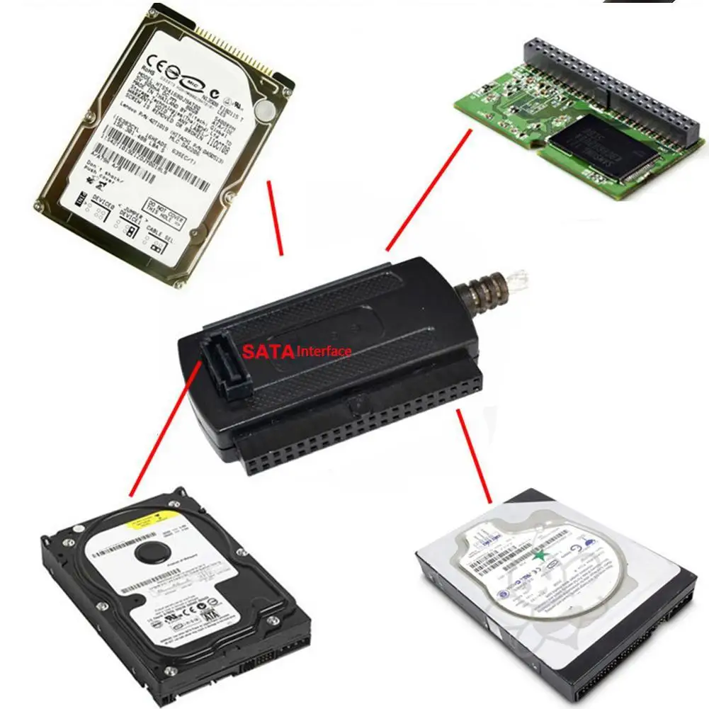 Sata IDE 3.5"(40핀) IDE 2.5"(44핀)용 USB 어댑터 하드 디스크 HDD 변환기 2.5 3.5인치 SSD HDD(AC 어댑터 포함)