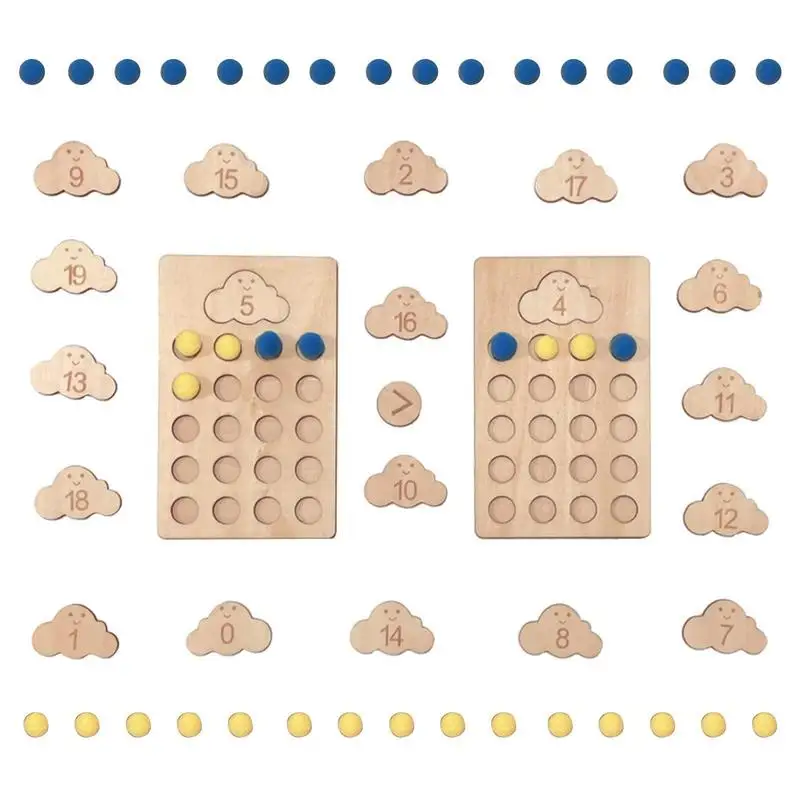 Montessori Number Board Cloud Wood Number Board Set Counting Game Preschool Math Number Learning Toys Fine Motor Skill Toys