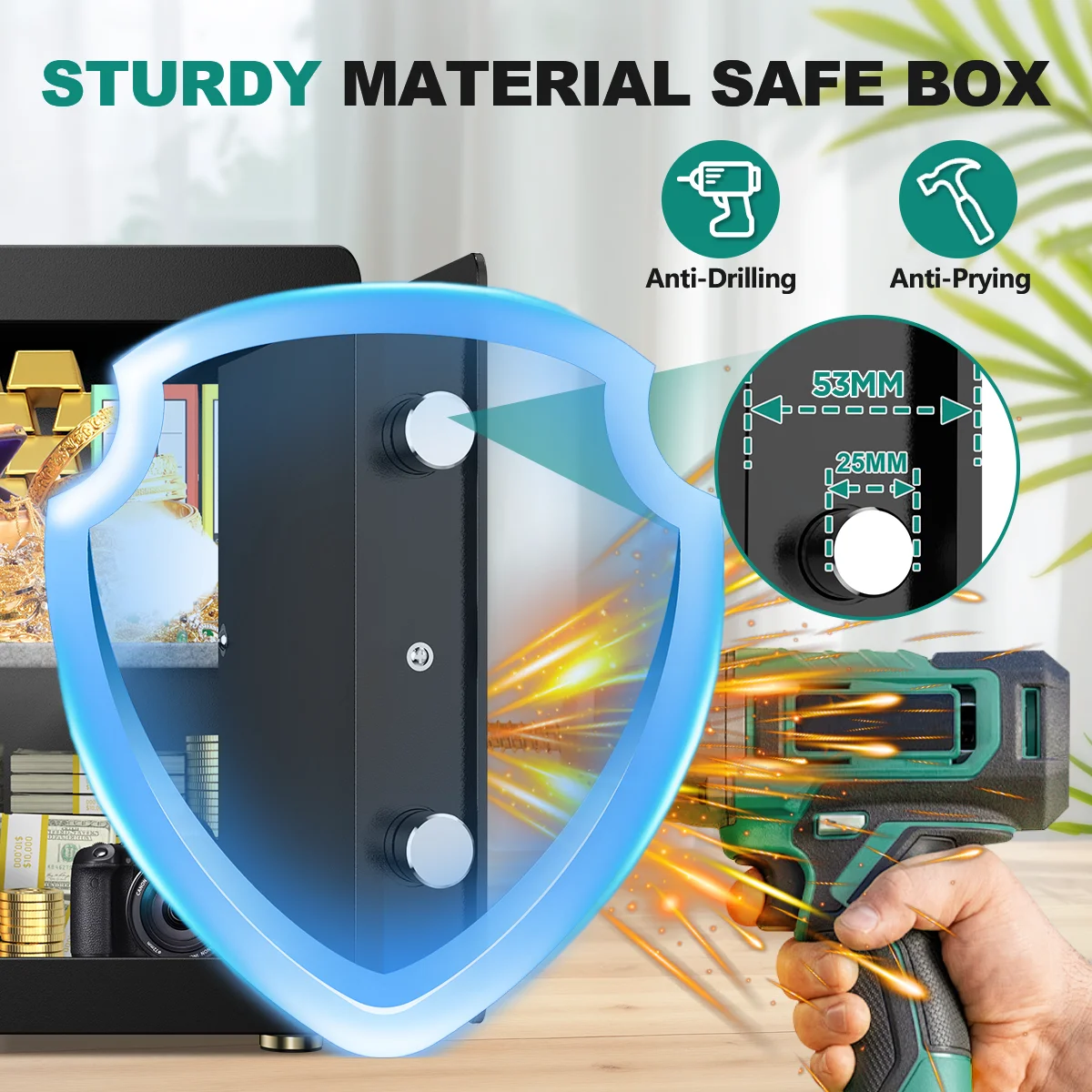 BESAFETY 2.0 to 5.3 Cuft Safe Box, Digital Keypad Home Security Safe With Fireproof Waterproof Bag & Adjustable Shelf