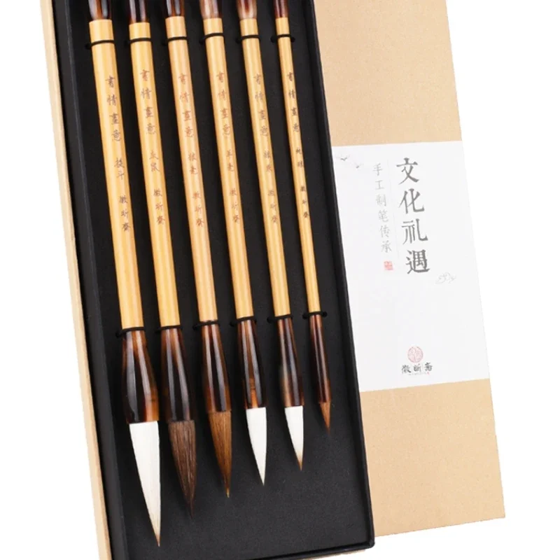 Bamboo Painting Brush Traditional Chinese Calligraphy Brushes Set Writing Watercolor Art Painting Supply Tinta China Caligrafia