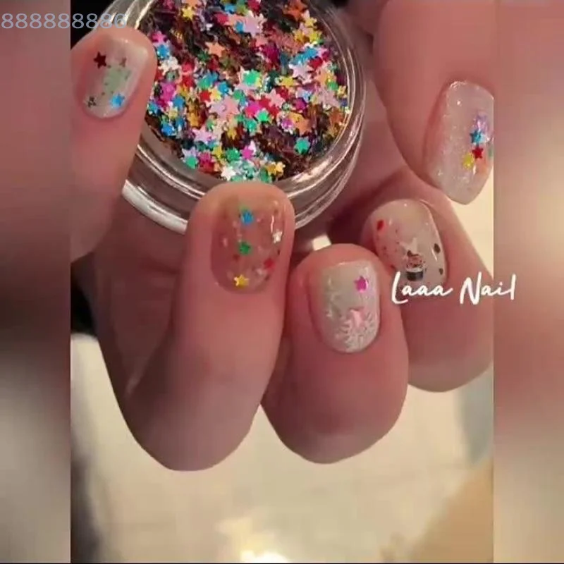 Mini barattolo scintillante stella glitter per unghie pentagramma design carino fai da te decorazione per unghie artistiche accessori essenziali per salone