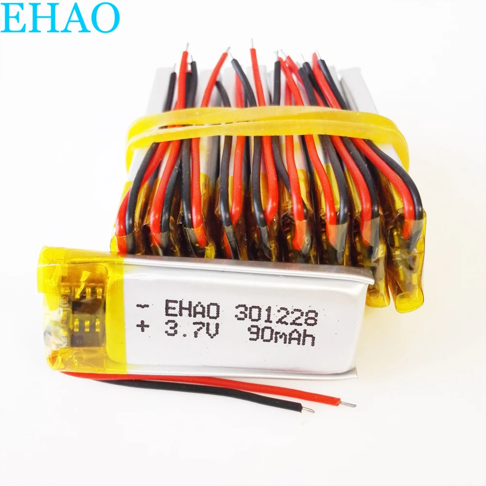 10 PCS 301228 3.7v 90mAh Lithium Polymer LiPo Rechargeable Battery For Mp3 GPS Bluetooth Headphone Headset Smart Watch Recorder