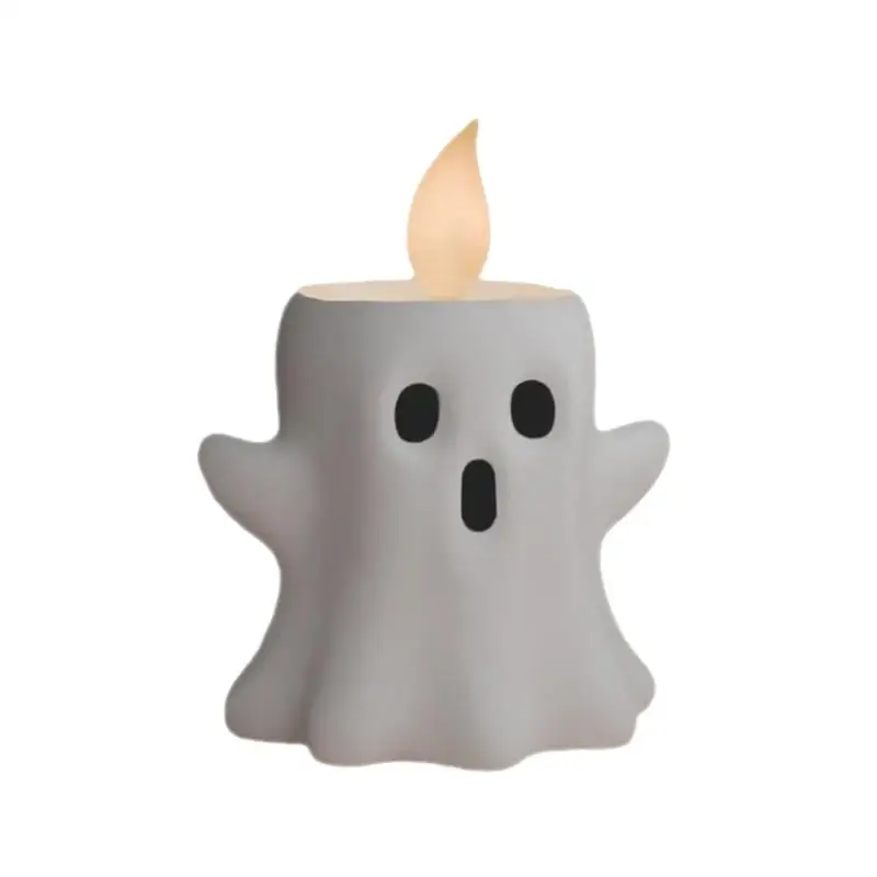 Ghost Flameless Candles Ghost Miniature Candle Lights Flameless Candle Art For Halloween Miniature White Ghost For Bedroom