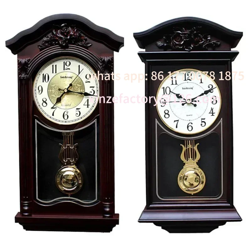 Customizable Large 3D Wall Cloc, Vintage European Pendulum Clock, Retro Modern Design Living Room and Farmhouse Decor Home