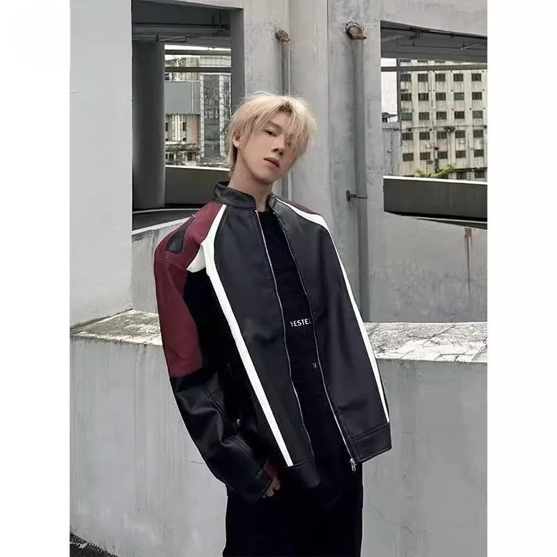 

Mens Jacket Coat Hoodie Knuckle Biker Motorcyclist Motorcycles Racing Black Leather Zip-Up Vintage Original Classic Men'S Warmer