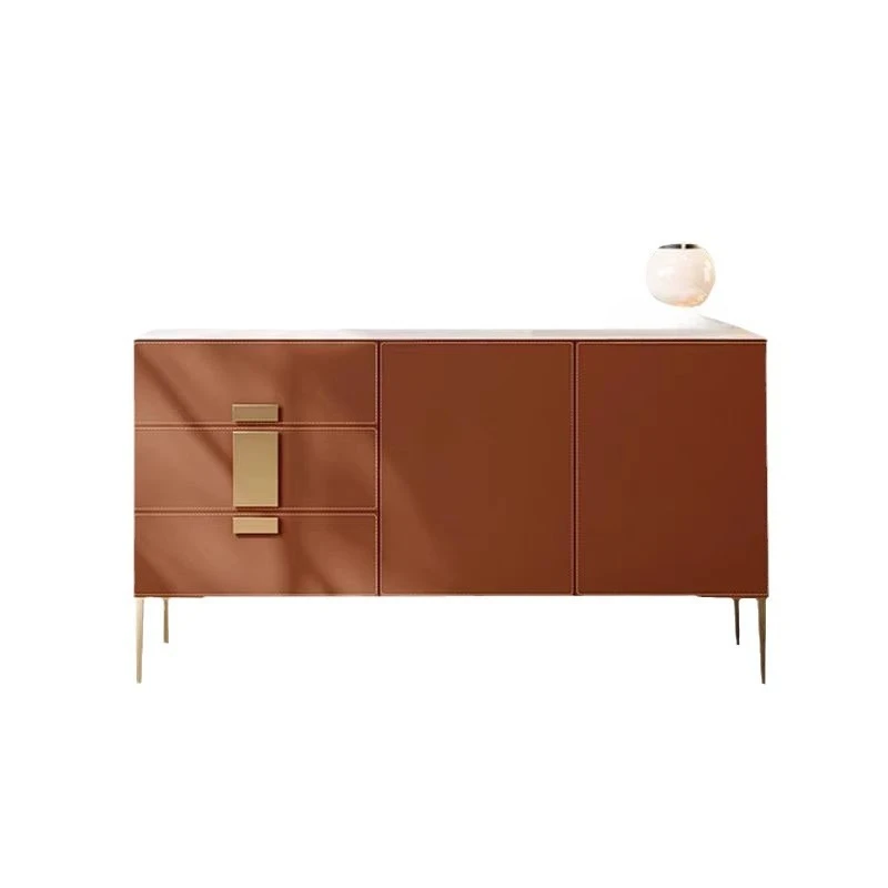 

Light luxury against the wall, saddle leather, side cabinet, bucket cabinet, restaurant locker, rock slab, entrance cabinet