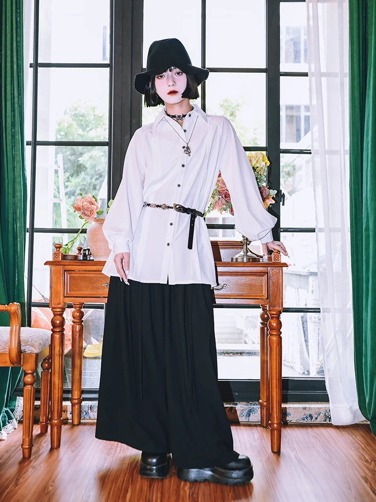 White Shirt Lantern Sleeve Loose And Comfortable Versatile Medium And Long Styles Off White Leisure