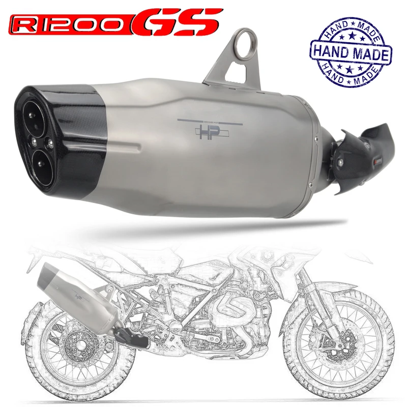 Slip-on per BMW R1200GS R1250GS ADV vantaggio silenziatore di scarico moto titanio Allloy fibra di carbonio fuga fatta a mano e-mark