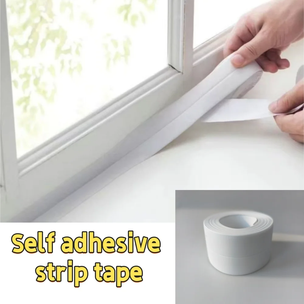 

1Roll3.2m/125.98inch Self Adhesive PVC Sealing Strip Tape for Bath Toilet Kitchen Caulk Tape Waterproof Wall Sticker White