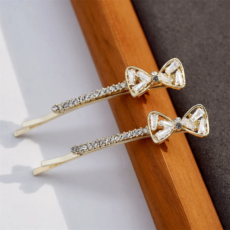 New Koreaanse Crystal Hair Clips Temperament Rhinestone Lichtmetalen Elegant Vrouwen Haar Accessoires Woord Clip Styling Tool